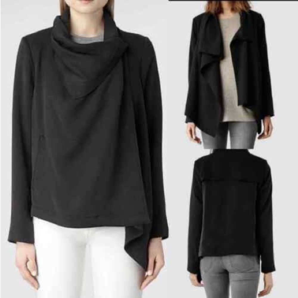 All Saints Layered Cowl Neck Jacket